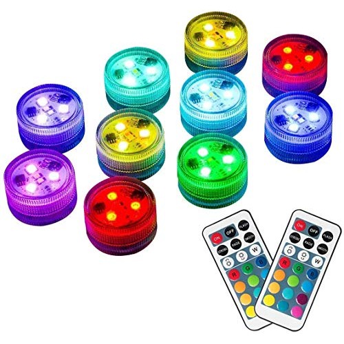 Homemory 10pcs Submersible LED Lights, Waterproof Lights with Remo...