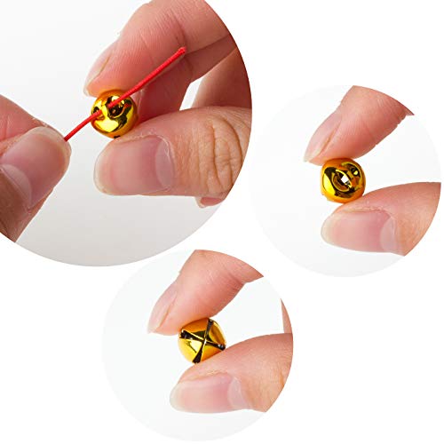 200PCS Mini Jingle Bells Bulk with 25 Meters Red Cords,10mm Small ...