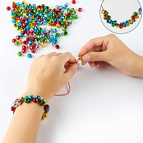 200PCS Mini Jingle Bells Bulk with 25 Meters Red Cords,10mm Small ...