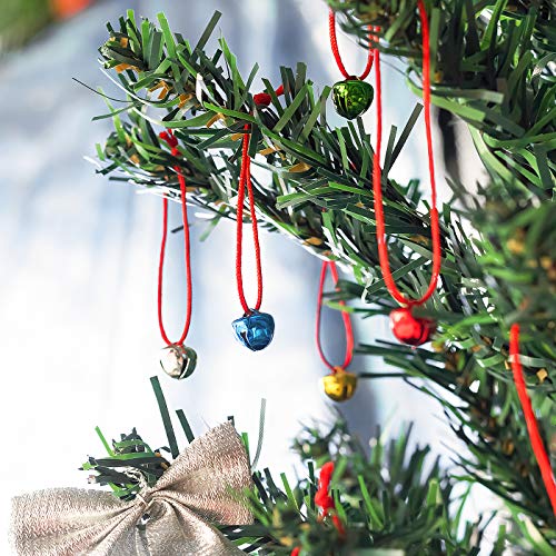 200PCS Mini Jingle Bells Bulk with 25 Meters Red Cords,10mm Small ...