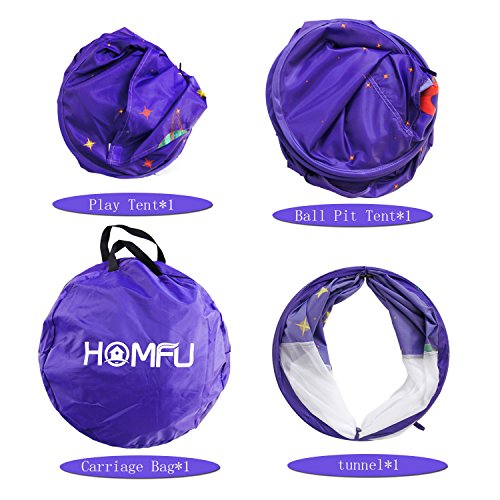 Homfu 3 in 1 Pop up Tunnel Tent for Kids Play Indoor Outdoor for C...