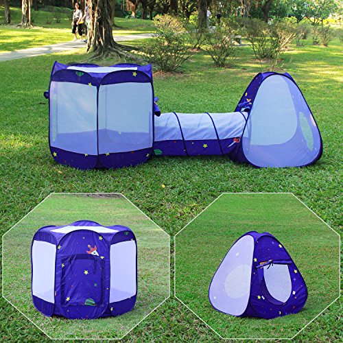 Homfu 3 in 1 Pop up Tunnel Tent for Kids Play Indoor Outdoor for C...