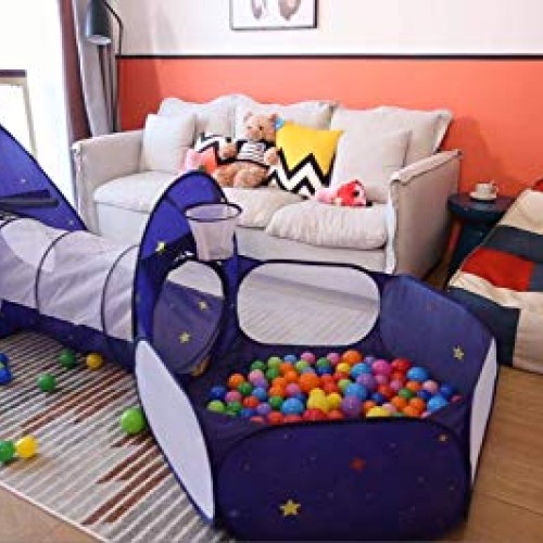 Homfu Kids Tent with Tunnel Pop-Up Playhouse with Ball Pit and Bas...