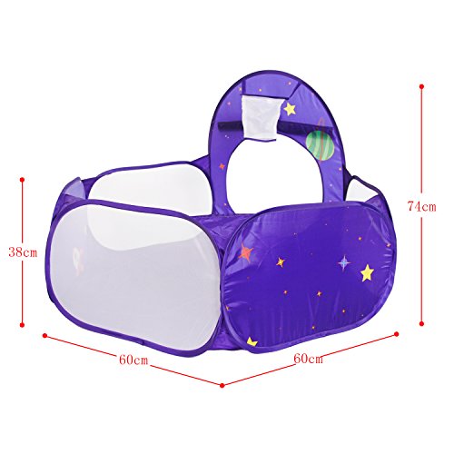 Homfu Kids Tent with Tunnel Pop-Up Playhouse with Ball Pit and Bas...