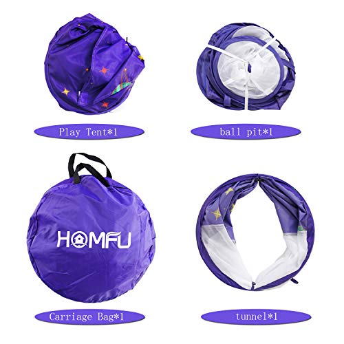 Homfu Kids Tent with Tunnel Pop-Up Playhouse with Ball Pit and Bas...