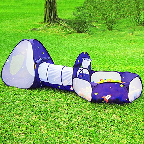 Homfu Kids Tent with Tunnel Pop-Up Playhouse with Ball Pit and Bas...