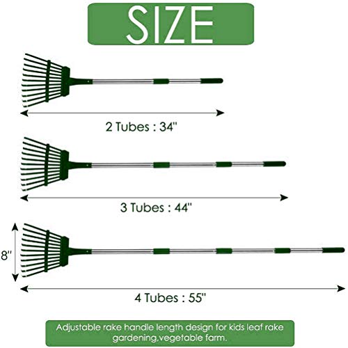 HOMIMP Adjustable Garden Leaf Rake,34 - 55 Adjustable Lightweigh...