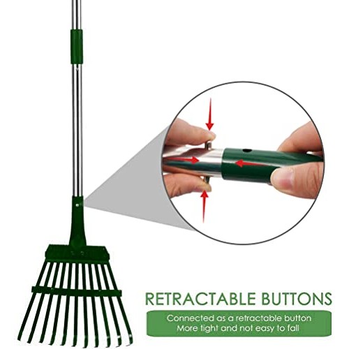 HOMIMP Adjustable Garden Leaf Rake,34 - 55 Adjustable Lightweigh...