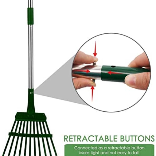 HOMIMP Adjustable Garden Leaf Rake,34 - 55 Adjustable Lightweigh...