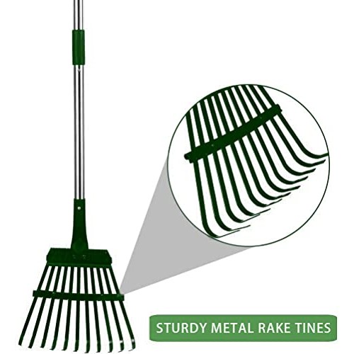 HOMIMP Adjustable Garden Leaf Rake,34 - 55 Adjustable Lightweigh...