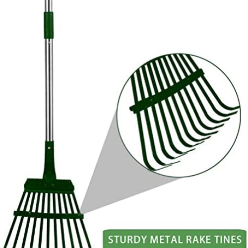 HOMIMP Adjustable Garden Leaf Rake,34 - 55 Adjustable Lightweigh...