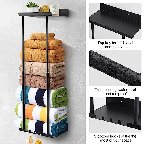 Hommtina Bathroom Towel Storage Black Towel Holder Bathroom Decor ...