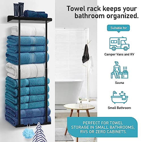 Hommtina Bathroom Towel Storage Black Towel Holder Bathroom Decor ...