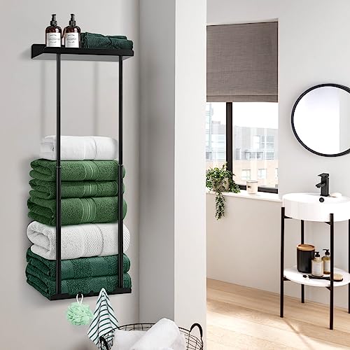 Hommtina Bathroom Towel Storage Black Towel Holder Bathroom Decor ...
