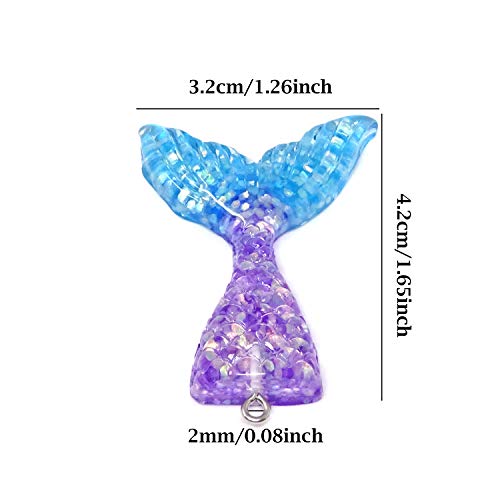 Honbay 30PCS 6 Colors Flatback Resin Glitter Mermaid Tail Pendant ...