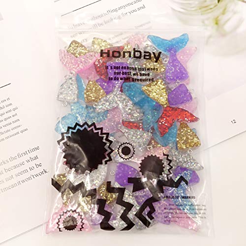 Honbay 30PCS 6 Colors Flatback Resin Glitter Mermaid Tail Pendant ...