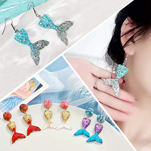 Honbay 30PCS 6 Colors Flatback Resin Glitter Mermaid Tail Pendant ...