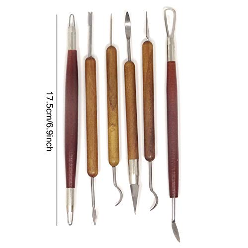 Honbay 6-Piece Wooden Handle Double Ended Modeling Tools Clay Scul...