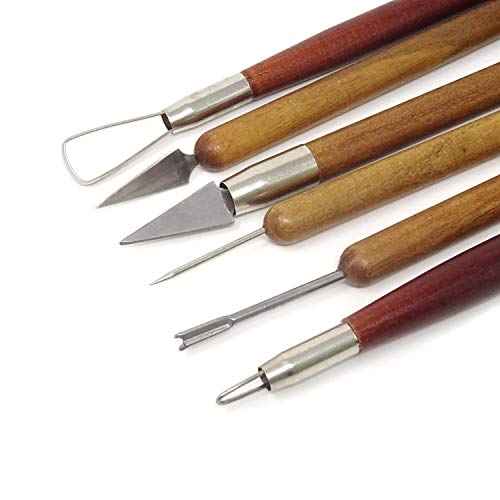 Honbay 6-Piece Wooden Handle Double Ended Modeling Tools Clay Scul...