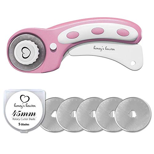 Rotary Cutter Set Pink - Quilting Kit incl. 45mm Fabric Cutter, 5 ...