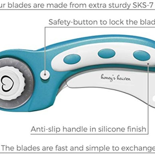 Rotary Cutter Set Turquoise - Quilting Kit incl. 45mm Rotary Cutte...