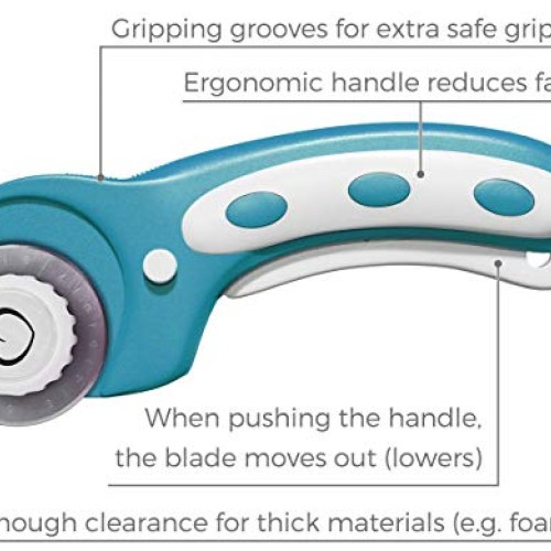 Rotary Cutter Set Turquoise - Quilting Kit incl. 45mm Rotary Cutte...