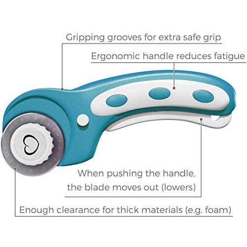 Rotary Cutter Set Turquoise - Quilting Kit incl. 45mm Rotary Cutte...