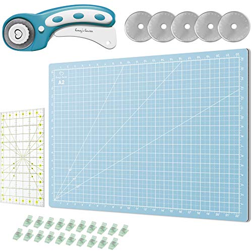 Rotary Cutter Set Turquoise - Quilting Kit incl. 45mm Rotary Cutte...