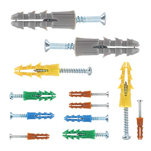 HongWay 370pcs Plastic Drywall Wall Anchors Kit with Screws, Inclu...