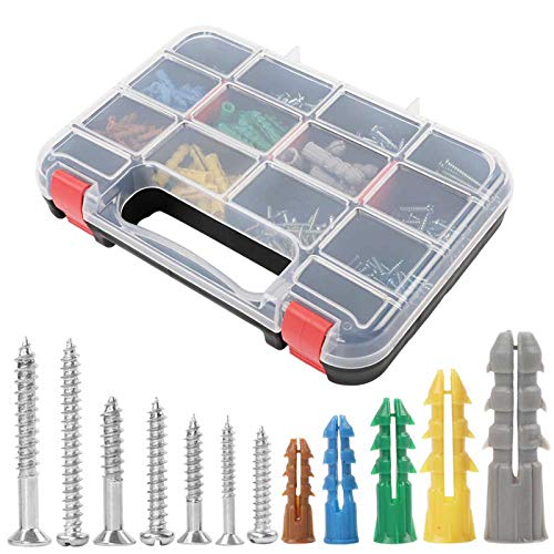 HongWay 370pcs Plastic Drywall Wall Anchors Kit with Screws, Inclu...