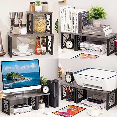 Honiter Wood Desktop Shelf, Office Desktop Storage Rack Wood Displ...