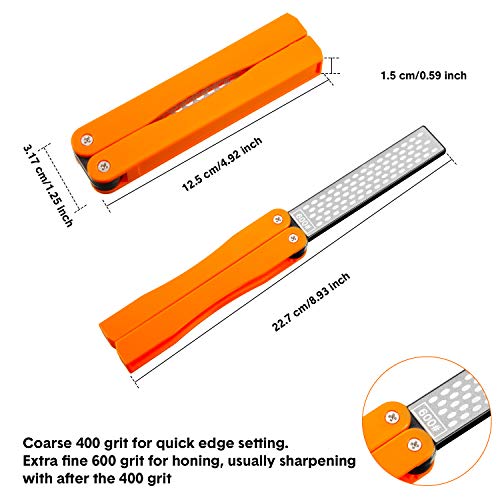 2 Pack Garden Tool Sharpener, Folding Pocket Diamond Knife Sharpen...
