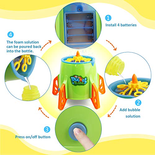 HONYAT Bubble Machine Super Rocket Bubble Blower 2000 Bubbles Per ...