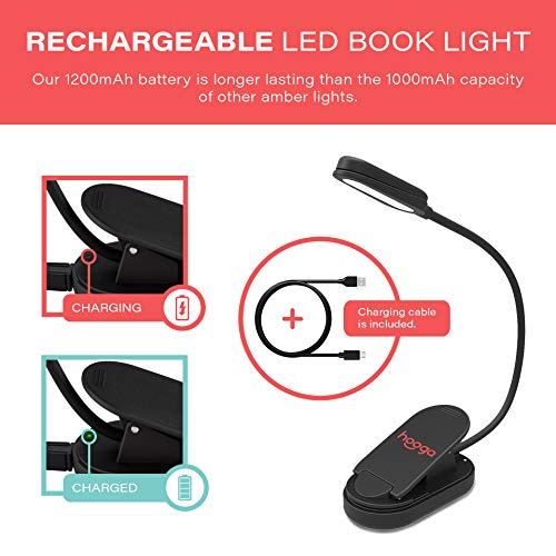 Book Light, Blue Light Blocking, Amber Clip-On Reading Light by Ho...