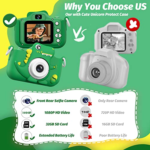 Upgrade Dinosaur Kids Camera, Christmas Birthday Gifts for Girls B...