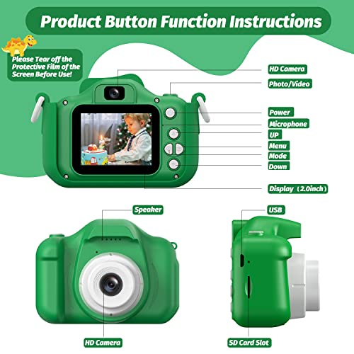 Upgrade Dinosaur Kids Camera, Christmas Birthday Gifts for Girls B...