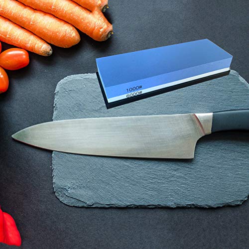 Knife Sharpening Stone Set Multi-Purpose 1000/6000 Grit Whetstone ...