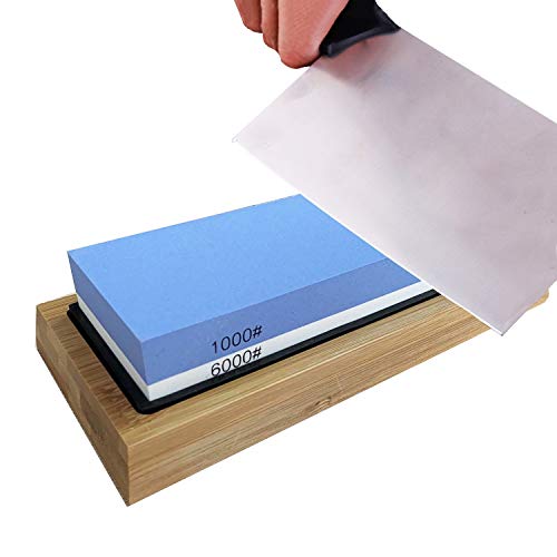 Knife Sharpening Stone Set Multi-Purpose 1000/6000 Grit Whetstone ...
