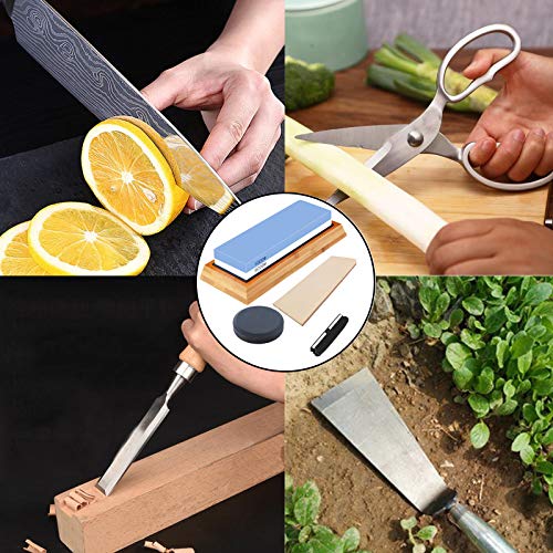 Knife Sharpening Stone Set Multi-Purpose 1000/6000 Grit Whetstone ...