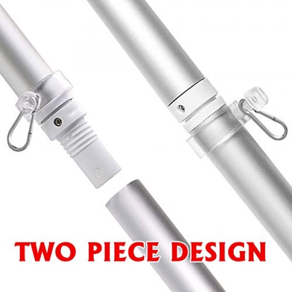 HOOPLE Tangle Free Spinning Flag Pole Aluminum 6FT Two Piece Desig...