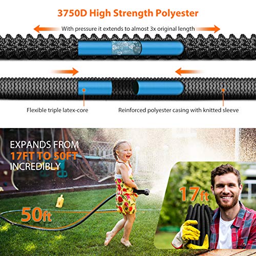 HooSeen Expandable Garden Hose, 50ft Flexible Kink-Free Water Hose...