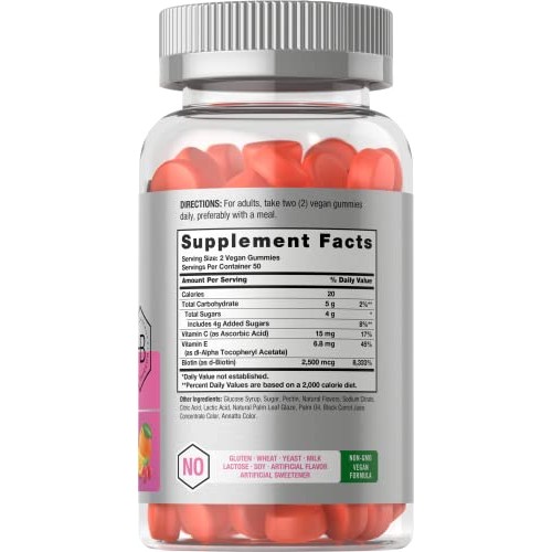 Hair Skin and Nails Gummies | 100 Count | with Biotin | Fruit Flav...