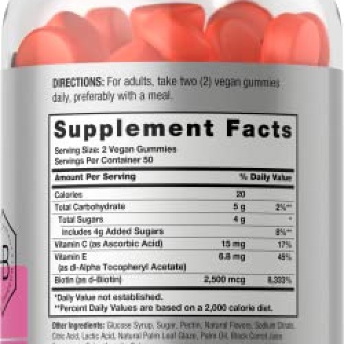 Hair Skin and Nails Gummies | 100 Count | with Biotin | Fruit Flav...