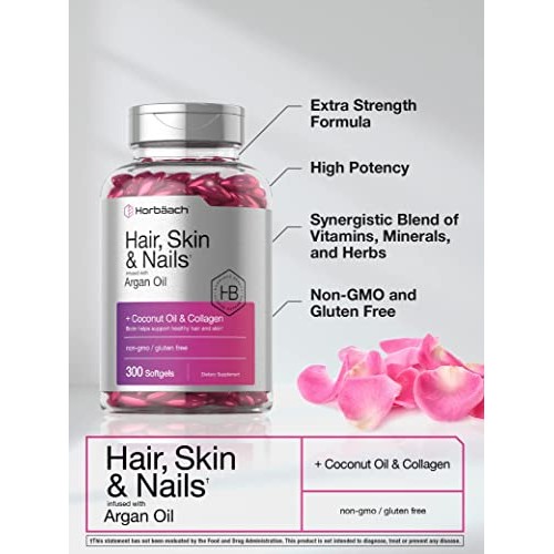 Hair Skin and Nails Vitamins | 300 Softgels | with Biotin and Coll...
