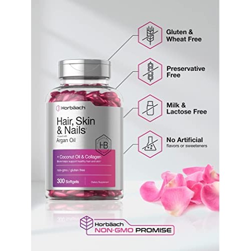Hair Skin and Nails Vitamins | 300 Softgels | with Biotin and Coll...