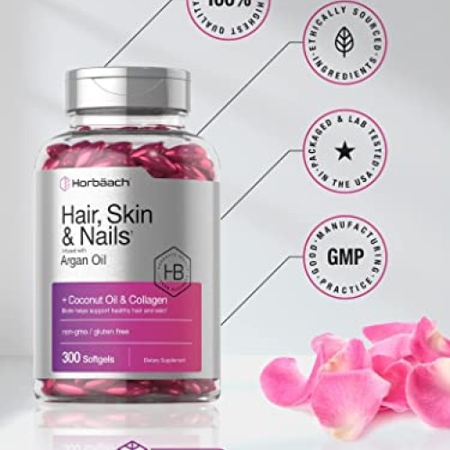 Hair Skin and Nails Vitamins | 300 Softgels | with Biotin and Coll...
