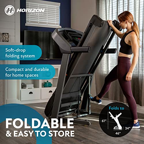 Horizon Fitness T101 Folding Treadmill with Incline for Running an...