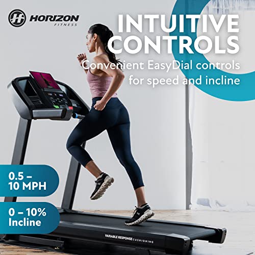 Horizon Fitness T101 Folding Treadmill with Incline for Running an...