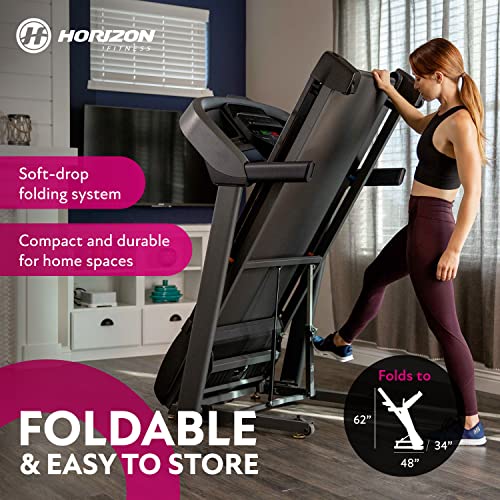 Horizon Fitness T202 Foldable Treadmill Running Machine with Incli...