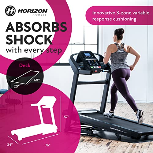 Horizon Fitness T202 Foldable Treadmill Running Machine with Incli...
